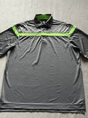 FootJoy Short Sleeve Golf Polo Shirt Men XL Gray Performance Stretch Logo